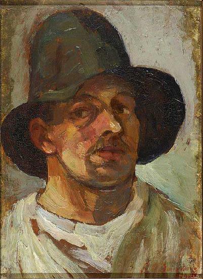 Theo van Doesburg Selfportrait with hat. Norge oil painting art